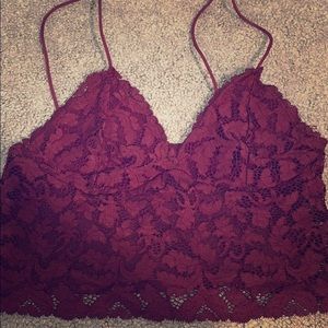 Burgundy Lace Crop Top